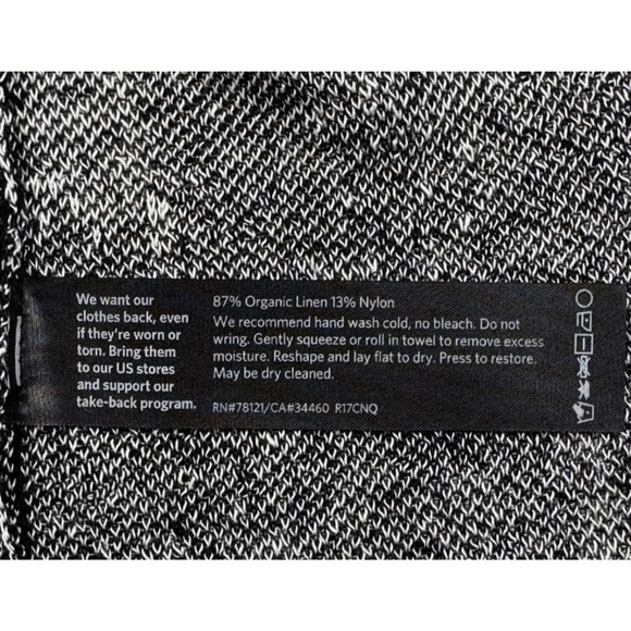 Eileen Fisher Cardigan Sweater Small Black White Organic Linen Blend Open Front - Picture 11 of 11